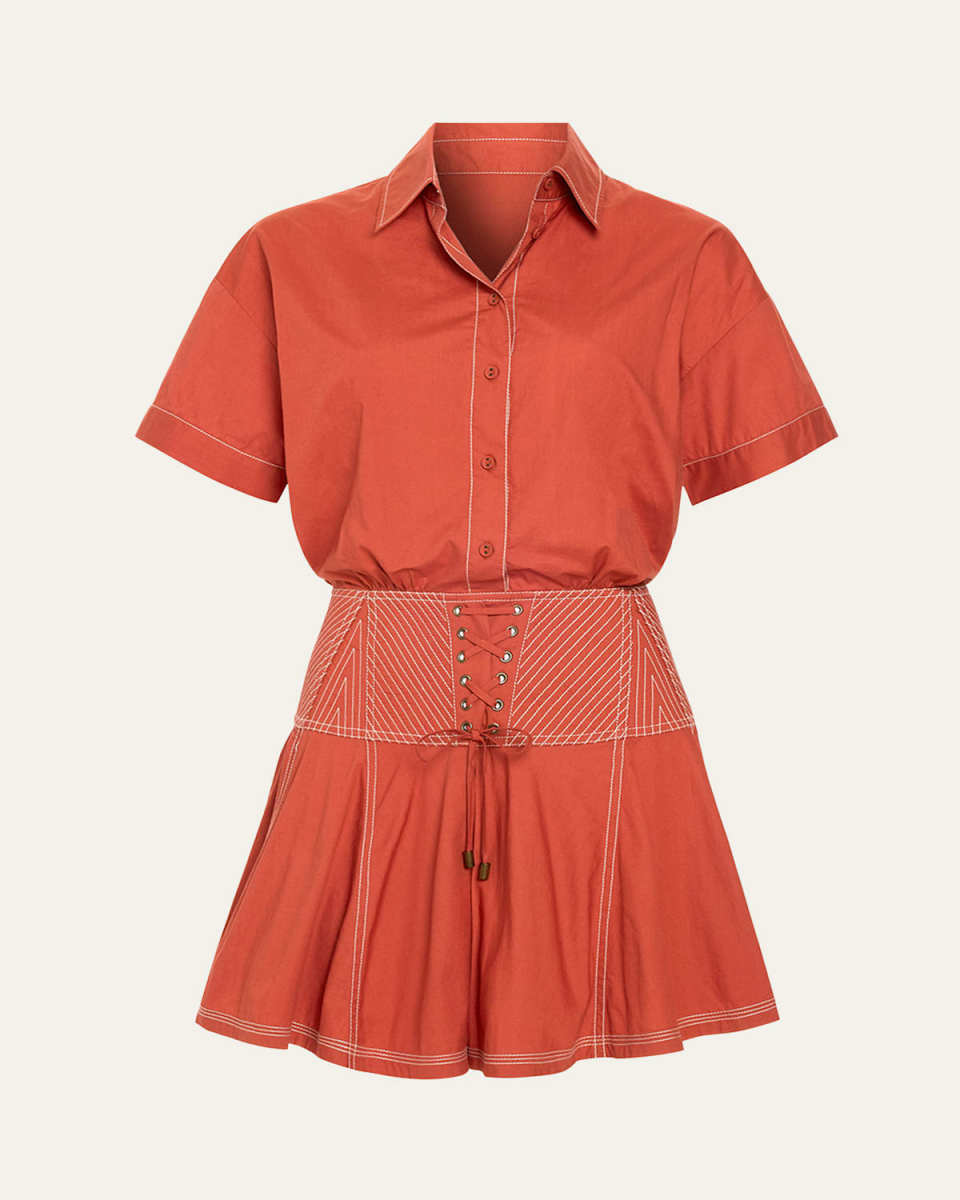Georgia Lace-Up Mini Shirtdress